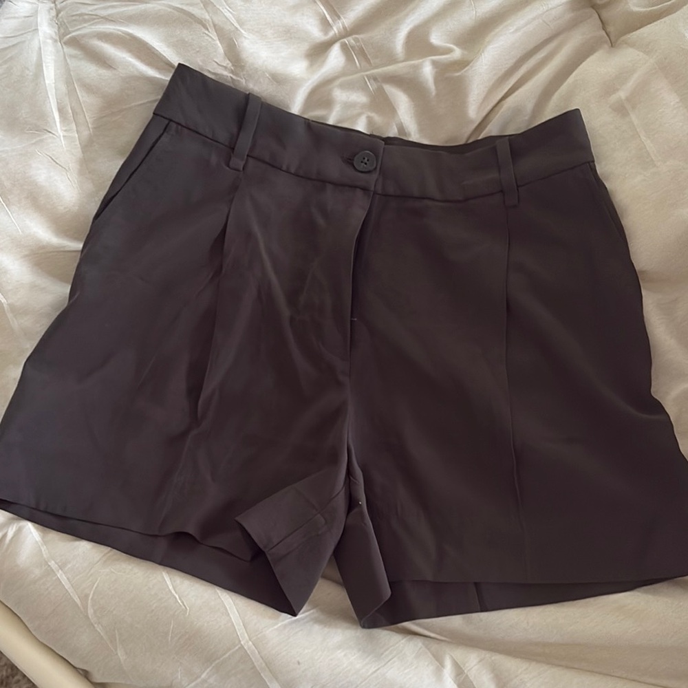 H&M Brown Bermuda Shorts Classic Fit Cotton Blend